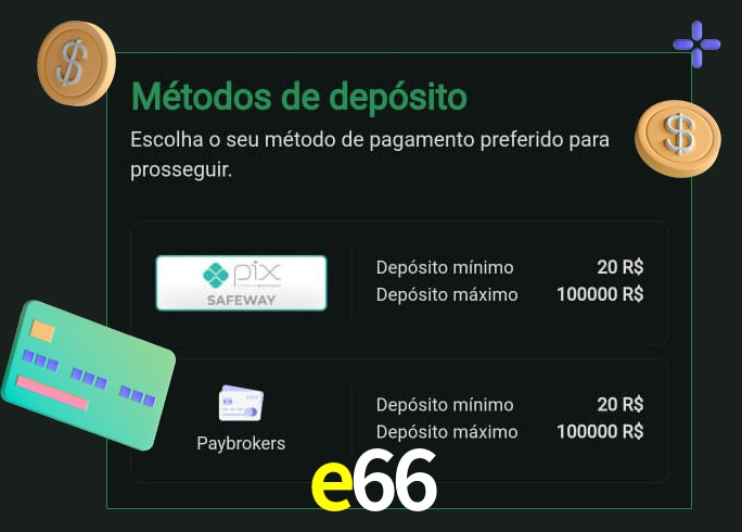 O cassino e66 oferece uma grande variedade de métodos de pagamento